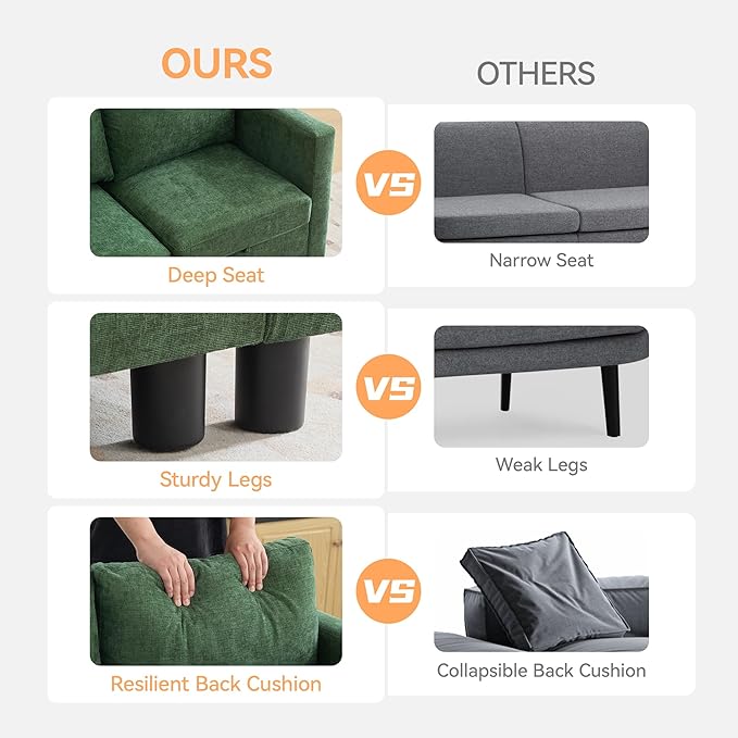 WUTUTUEE 107”Modular Sectional Sofa Convertible U Shaped Sofa Couch Set with Storage for Living Room, Modern 6 Seater Modular Sectional Couch with Movable Ottoman, Chenille Dark Green