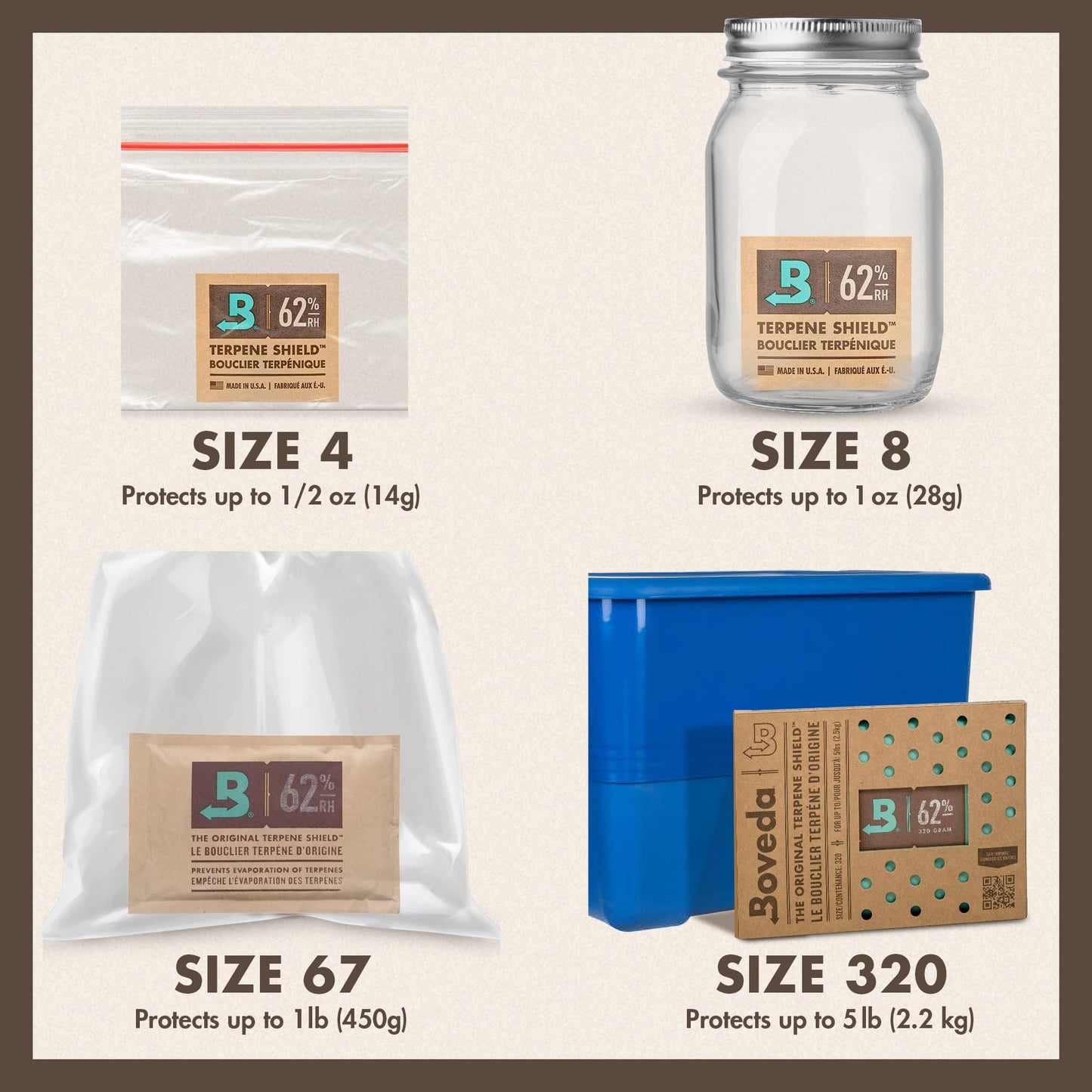 Boveda 58% Two-Way Humidity Control Packs For Storing 1 Oz - Size 8 - 10 Pack - Moisture Absorbers For Small Storage Containers