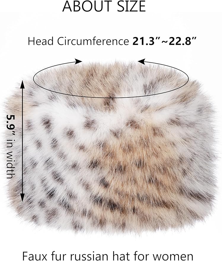 LA CARRIE Women's Faux Fur Hat for Winter with Stretch Cossack Russian Style White Warm Cap