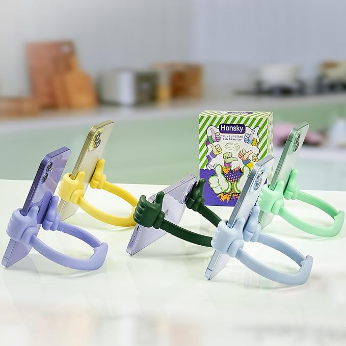 Honsky Cell Phone Stand Holder, Thumbs Up Lazy Phone Stand, Universal Adjustable Flexible, Cute Perfect Stocking Stuffers Gifts for Teen Girls, Compatible with Cell Phones & Tablets,Light Yellow