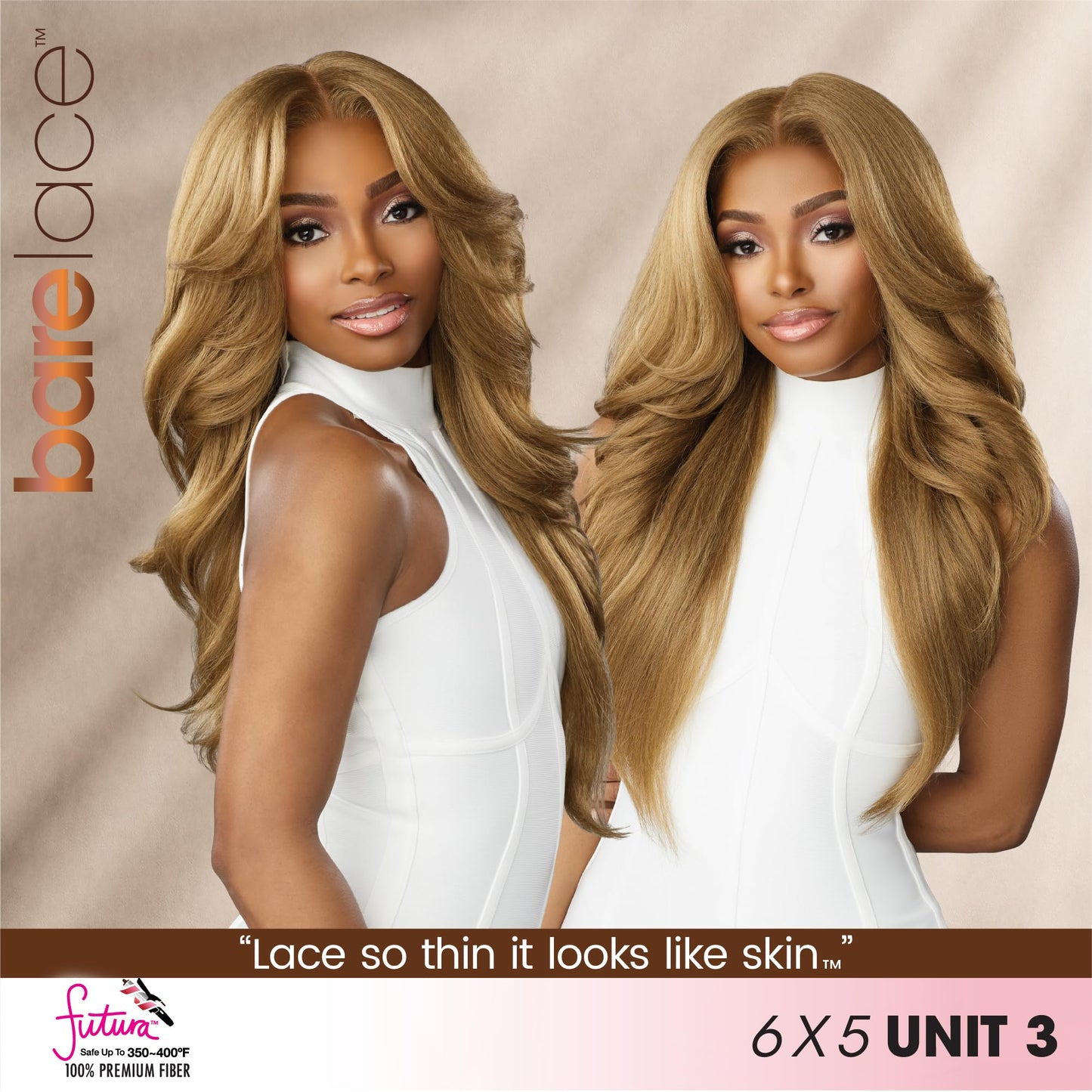 Sensationnel Bare Lace 6X5 Lacewig - Unit 3 Lacefrontal Glueless Synthetic 180 Degree Preplucked Hairline (CARAMELBLONDE)