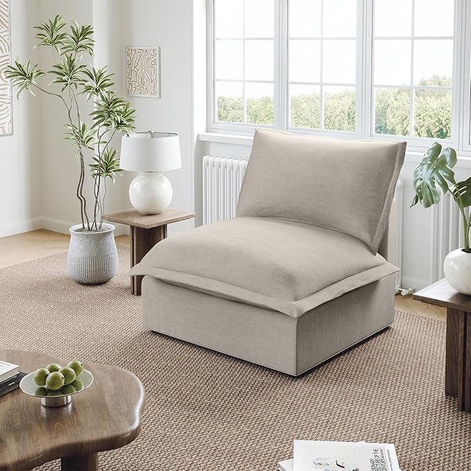 Lopzeho Middle Seat for Cloud Modular Sectional Sofa, Comfy Down Filled Cloud Couch with Removable Cover, Modular Sectional Couches for Living Room, Light Gray