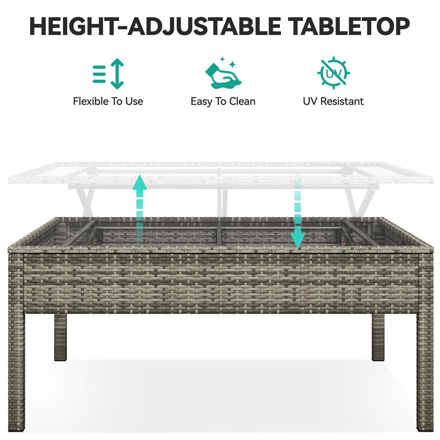 YITAHOME 9 Piece Patio Furniture Set, All-Weather Wicker Outdoor Sectional Sofa with Lift-Top Coffee Table & Ottoman, Patio Conversation Set for Deck, Backyard, Porch - Gray Gradient