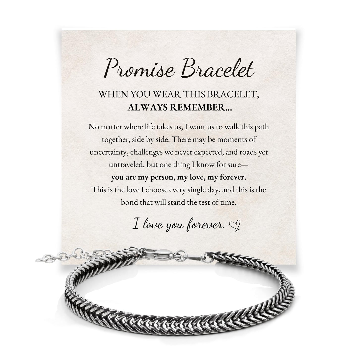 Galis Promise Bracelet For Boyfriend - Premium Stainless Steel Mens Bracelet, Silver Plated Non Tarnish - Romantic Gift Set with Message Card - Birthday, Anniversary, Valentine's Day