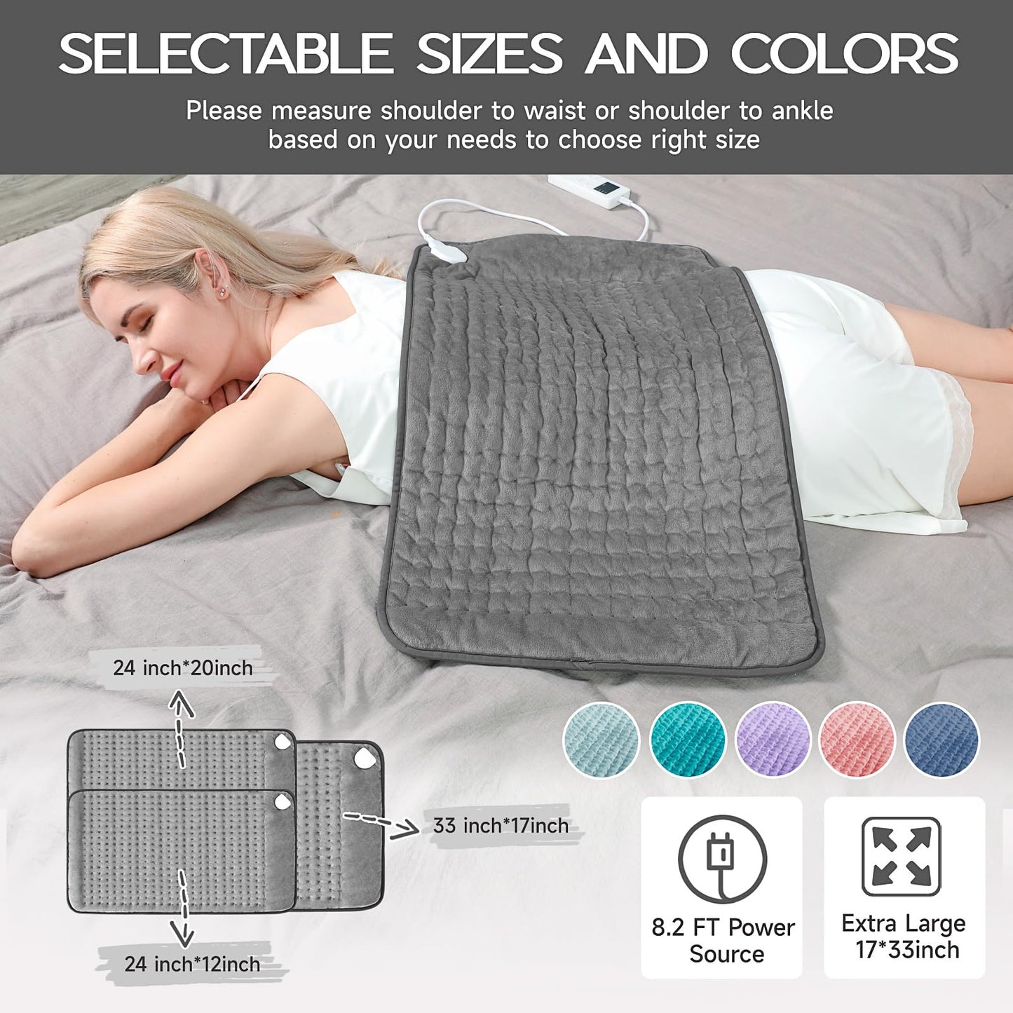 Heating Pad for Period Cramps, Heating Pad for Back/Neck/Shoulder Muscle Pain, 6 Heating & 4 Timer Setting, Birthday Christmas Gifts for Women Mom