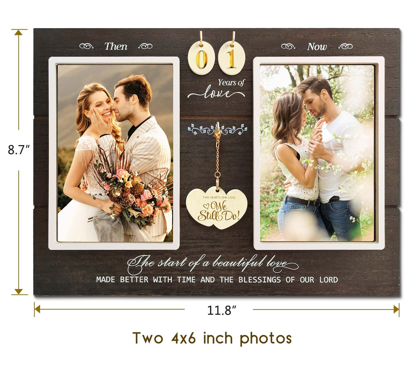 A'arkaJ Anniversary Wedding Gifts for Couple Parents Wife Husband, Then & Now Anniversary Picture Frames(3 Options)