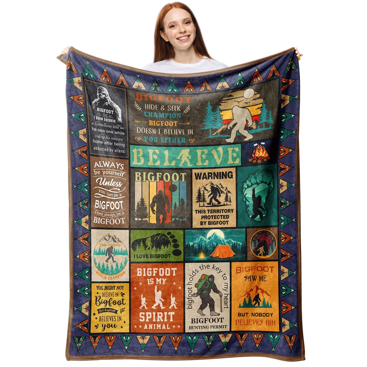 Loxezom Bigfoot Gifts, Sasquatch Gifts for Men Women, Hide and Seek Gifts Bigfoot Blanket, Christmas Birthday Gifts for Sasquatch Lovers, Big Foot Sasquatch Gifts for Kids Throw 60" X 50"