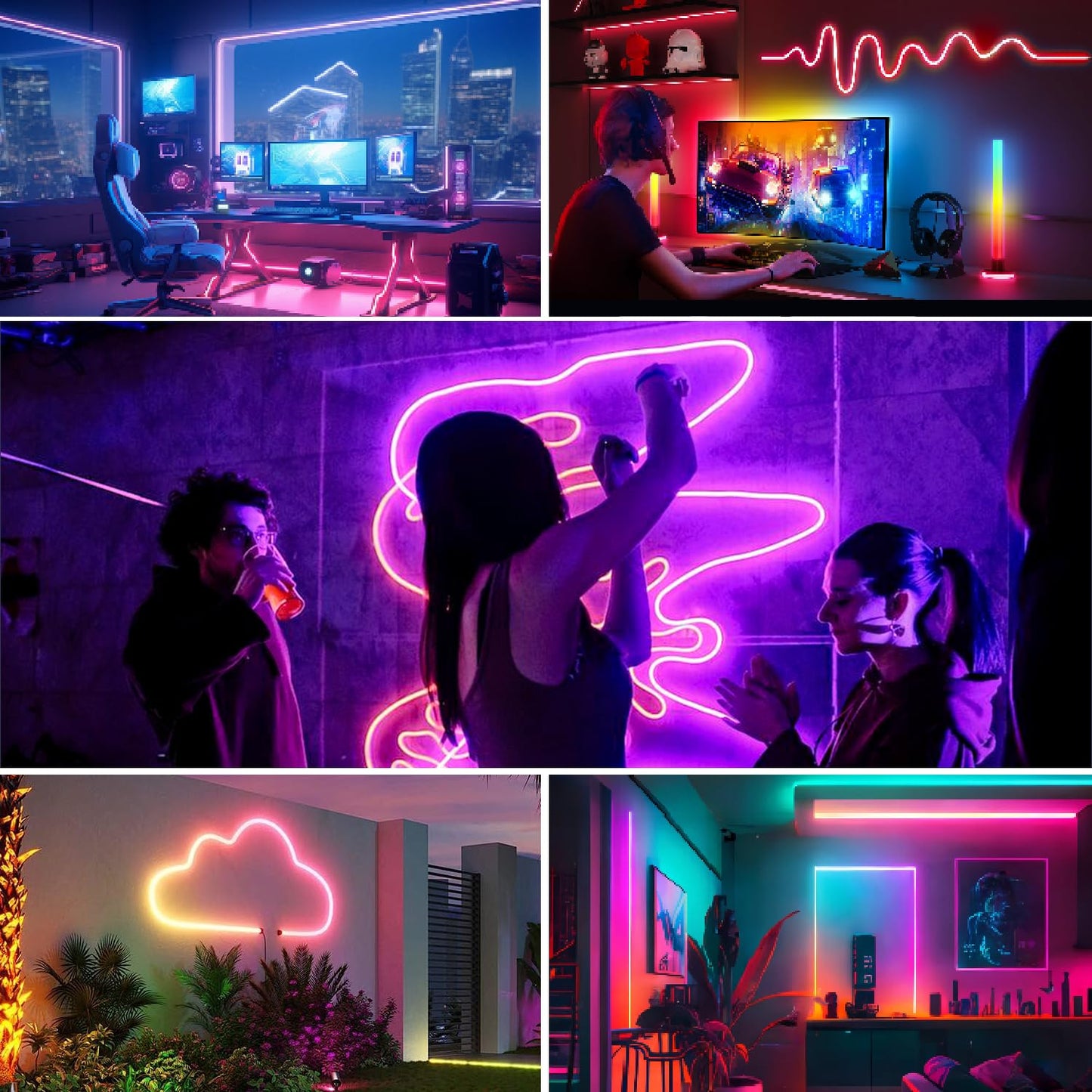 httpsmp 60FT Neon Rope Lights,Flexible Led Light Control with App/Remote,Multiple Modes,IP67 Outdoor Waterproof,Music Sync Strip for Bedroom