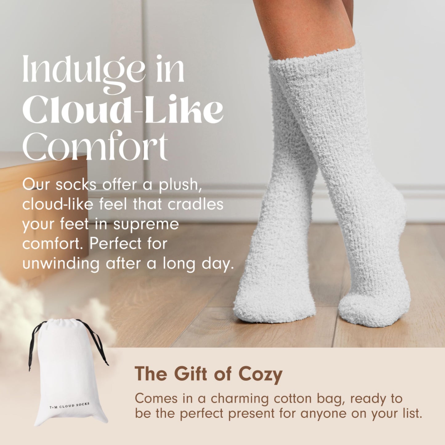 Unboxme Cloud Fuzzy Socks | One Size Fits Most (US 6–12) | Ultra-Soft Sleep & Bed Socks | Machine Washable | Gift-Ready | 100% Polyester