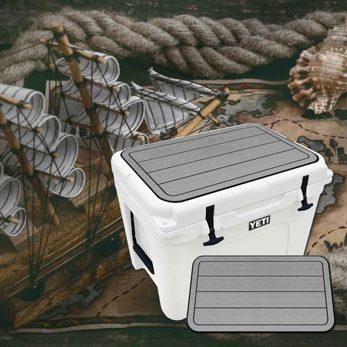 USATuff SeaDek EVA Mat Cooler Pad fits YETI 45 Tundra | Peel & Stick Application | Non Slip Comfort Accessories - Teak Lines (StormGray-Black)