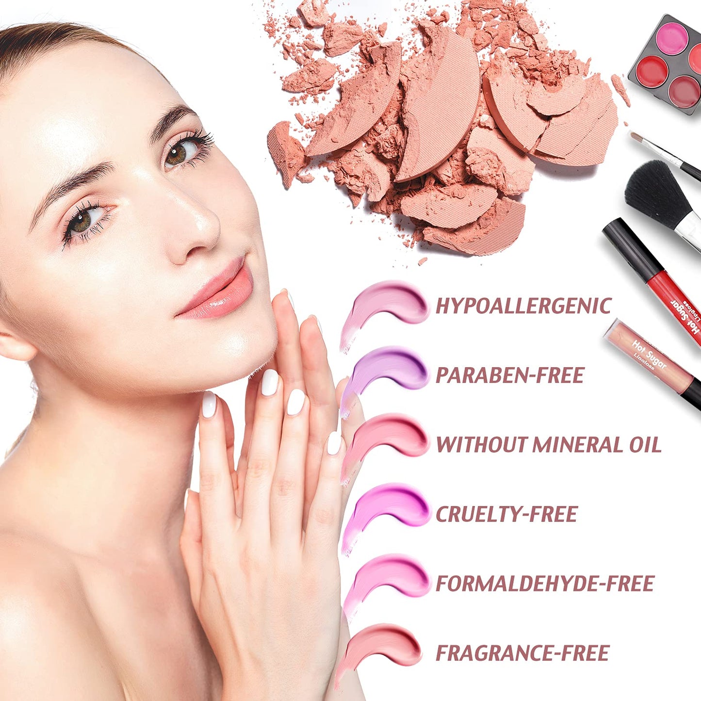 Hot Sugar Makeup Kit for Preteen Girls 10-12, Birthday Christmas Makeup Gift Set for Teens 16-18, All in One Beginner Makeup Kit for Women Full Kit (Floral Pink)