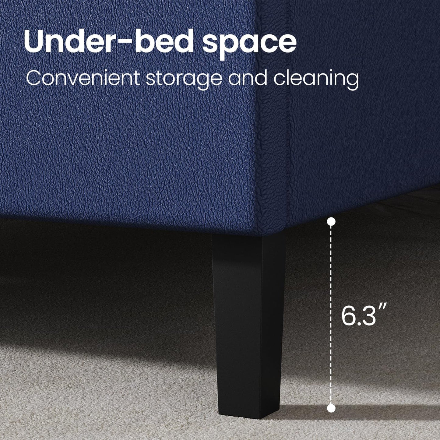 REVOMINCA Upholstered Queen Size Bed Frame with Headboard, Platform Bed with Button Tufted Desigh, No Box Spring Required, Easy Assembly, Navy Blue
