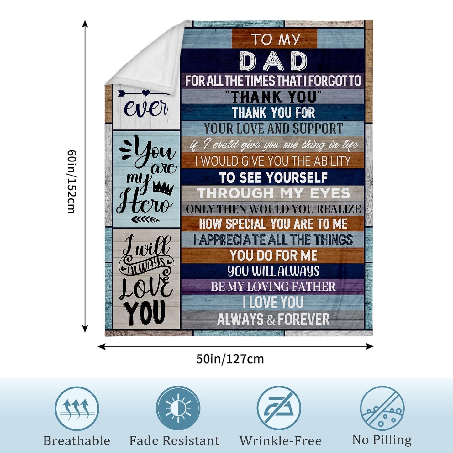 Ekpvgit Cool Dad Gifts for Fathers Day, Dad Birthday Gift from Daughter Son, Fathers Day Birthday Gifts for Dads Who Wants Nothing, Best Daddy Dads Father Ever Blanket 50"X60"