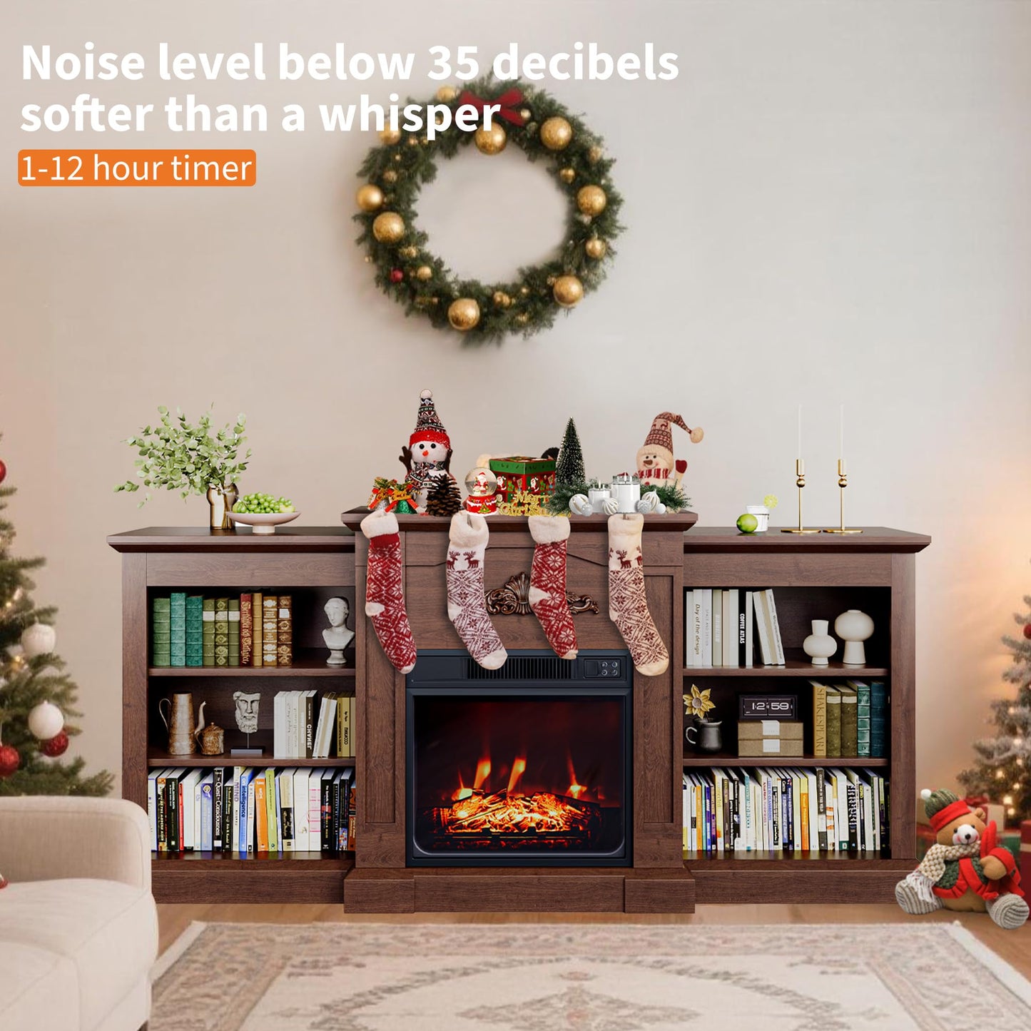 67" Recessed Electric Fireplace - 1500W WiFi Heater, 12 Flame Colors, Wall Mounted & Remote Control, Low Noise Insert for Living Room&Bedroom