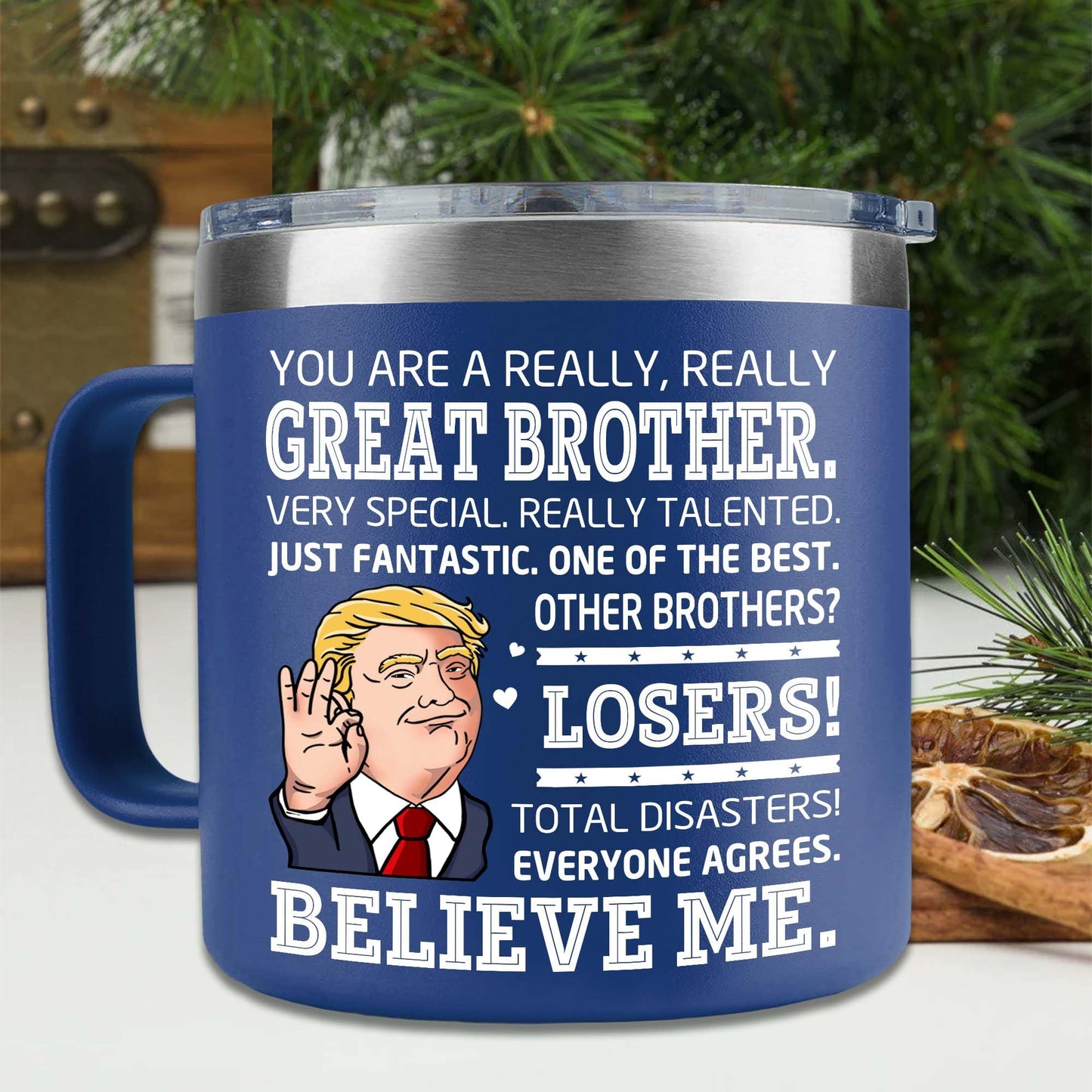 BECHUSKY Gifts For Brother - Great Brothers Mug - Gift Ideas for a Brother - Mugs For Adult Bro, From Sister - Christmas, Fathers Day, Birthday For Brothers - Funny Big Bro Present Tumbler 14 OZ