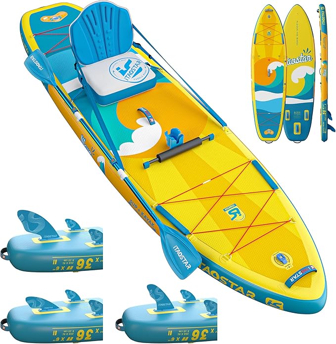 iTAOSTAR Billow 11'6"×36" Extra Wide Paddle Board with Seat, One-Stop Premium SUP Board Accessories, Tailored Fins, Stable...