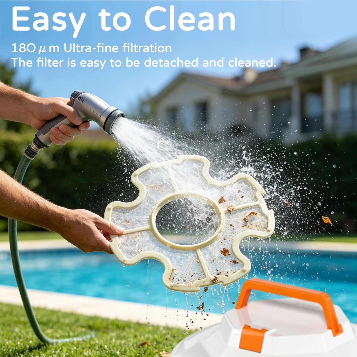 2026 NEW Cordless Robotic Pool Cleaner, Automatic Robotic Pool Vacuum Cleaner with Dual Motors, 130mins Runtime & Auto Docking Pool Vacuum Robot for Inground Pools Up to 1100 Sq.Ft, JQR-V201, White
