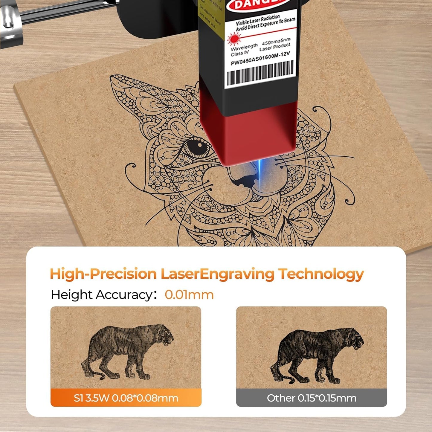 Laser Engraver Machine, 3500mW High Precision Laser Cutter and Engraving Machine, 130x130mm Working Area for Wood and Metal, DIY Laser Engraver