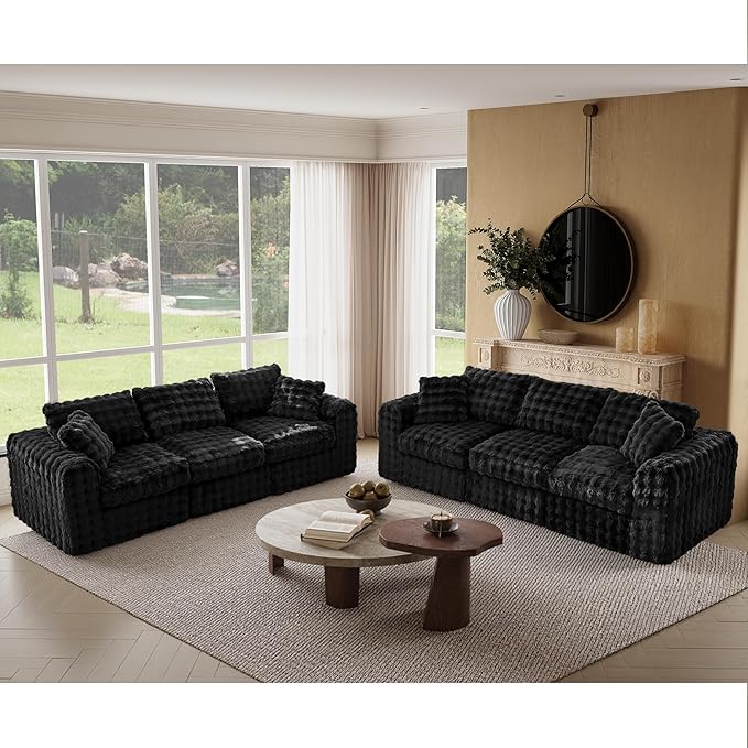 TYBOATLE 135’’ Boneless Slow-Rebound Memory Foam Couch, Cloud Sectional Couches for Living Room w/Upgraded Fabric, Deep Seat Comfy Fluffy U Shaped Modular Sectional Sofa w/Chaise