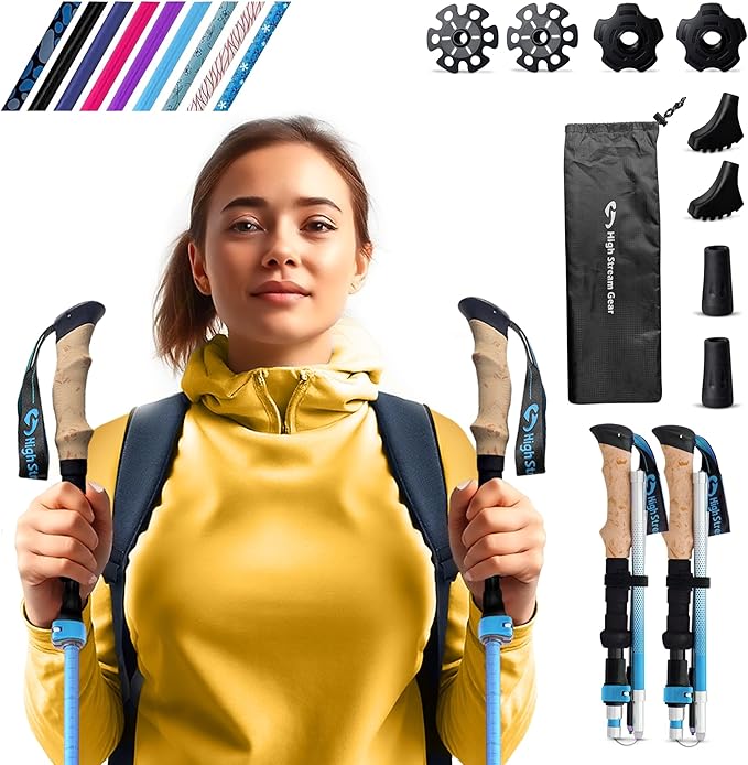 Walking Sticks for Men & Women - 14.5" Foldable Hiking Poles for Backpacking, Exercising and Traveling, Set of 2 Aluminum ...