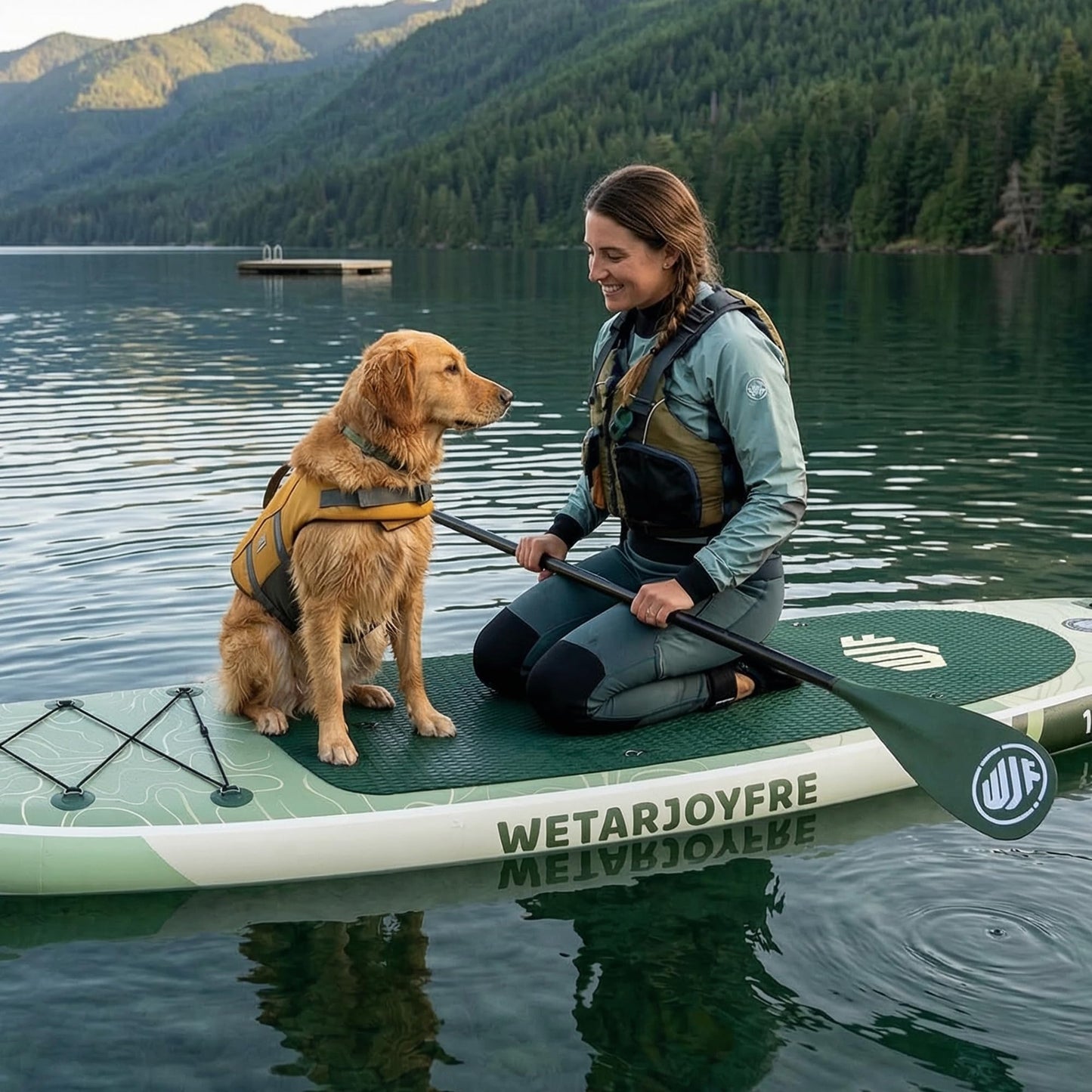 Wetarjoyfre Inflatable Paddle Board 11'×33"×6" SUP Board for Adults, 17Lbs Ultra-Light Stand Up Paddleboard with 550Lbs Capacity, Non-Slip Deck & Complete Accessories for Youth & Pets