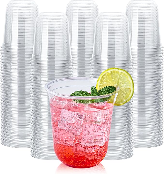 Vplus 12 oz Compostable Clear Plastic Cold Cups, 100 Pack Biodegradable Disposable Cups, BPA & PFAS Free, Plant-Based Plas...