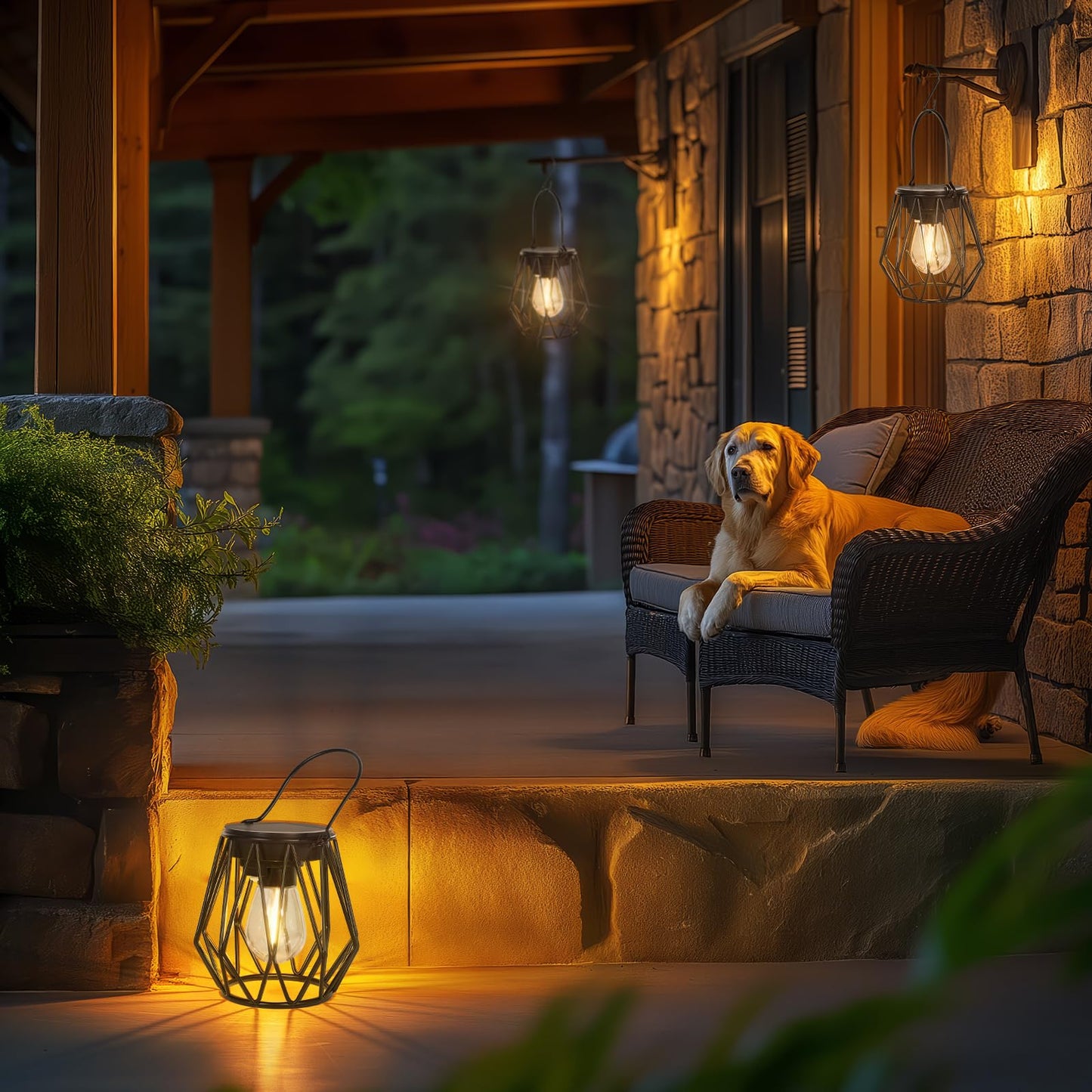 TaoFiaCo Solar Lanterns Outdoor Waterproof, Upgraded Powered Hanging Solar Lights for Outside, Auto On/Off, Brighter Hanging Outdoor Decor Lights for Yard Garden Patio Pathway 2 Pack
