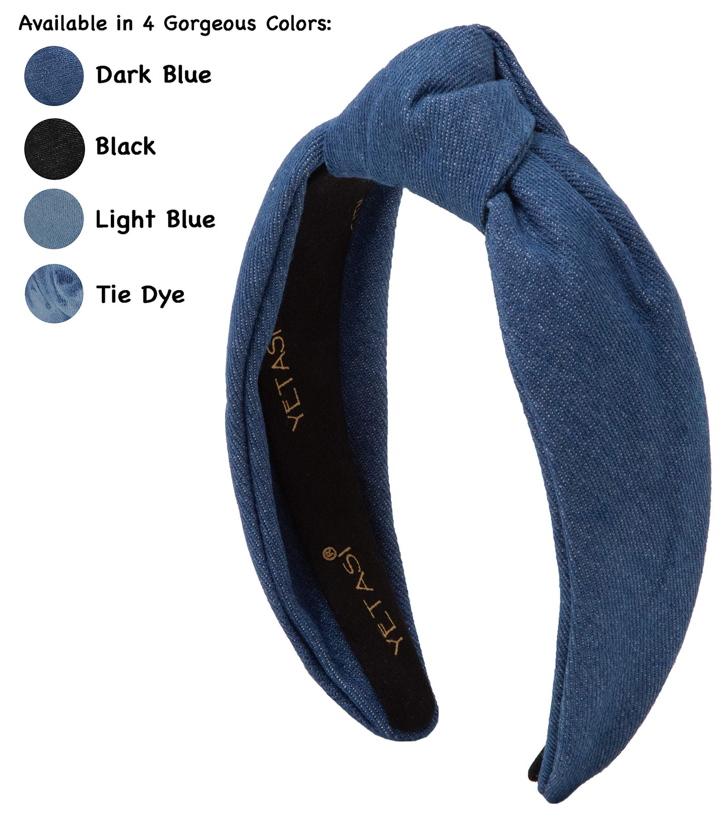 YETASI Dark Blue Denim Headbands for Women Get Compliments Head bands for Women 's Hair are Chic. Knotted Headband is a Girls Fa