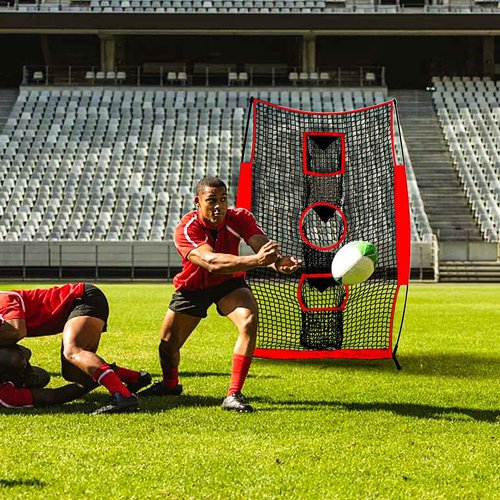 Doublehorse Football Throwing Net - 5x7FT Portable Rugby Quarterback Target Toss Kicking Practice Training Game for Outdoor Indoor Backyard Sports Field Teens Adults Practice Gifts