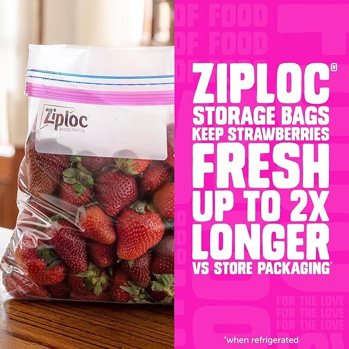 Ziploc Gallon Food Storage Bags, Stand-Up Bottom, Easy to Fill, 81 Count (Packaging May Vary)