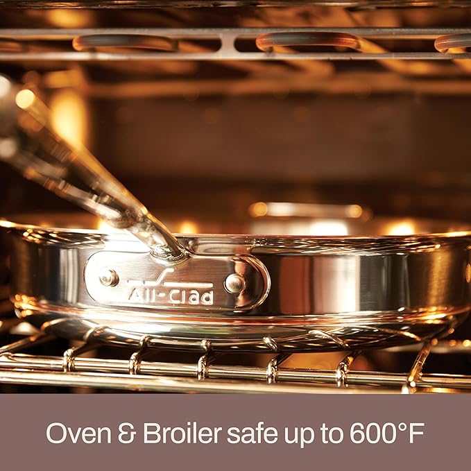 All-Clad Copper Core 5-Ply Stainless Steel Sauce Pan 4 Quart Induction Oven Broiler Safe 600F Pots and Pans, Cookware Silver