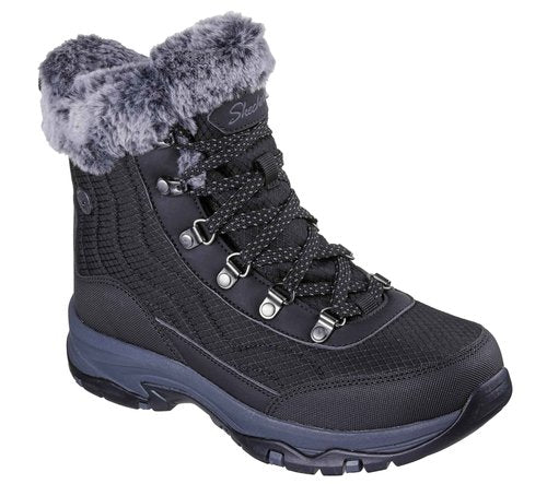 Skechers Women's TREGO - STORMIE waterproof boot, Black/Black, 10 M