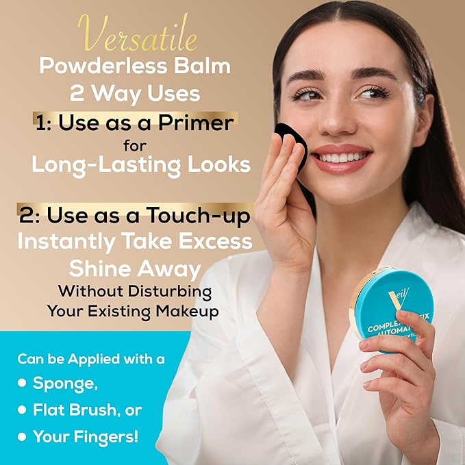 Veil Complexion Fix AutoMatte Mattifying Balm - Anti-Shine Translucent Powderless Makeup - Prime, Set, Mattify, Touch-Up & Remove Oil - Blur Pores & Fine Lines - Smooth Complexion - All Skin Types