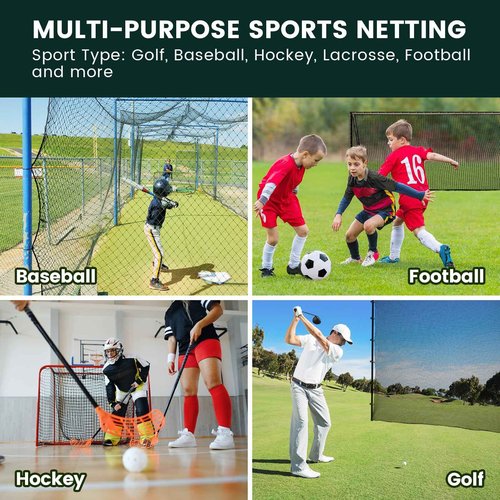 Hittop Sports Netting,Hitting Net with 33Feet Nylon Rope for Golf, Baseball, Hockey, Soccer, LAX and More - 10x10ft/10x15ft/10x20ft/10x25ft/10x30ft/10x40ft