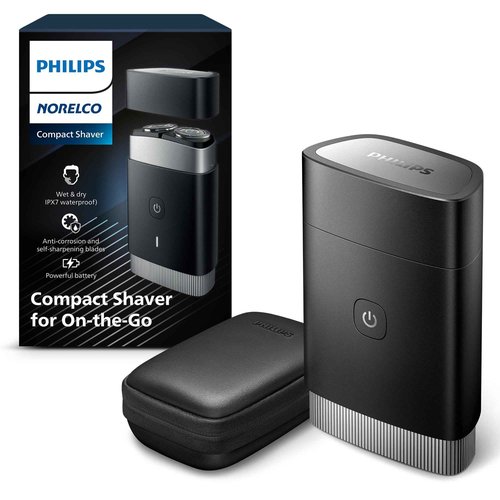 Philips Norelco Portable Shaver, On-The-Go Wet and Dry Electric Shaver, ComfortCut Blade System, 3D Floating Heads, Compact Design, Powerful Battery, Model PQ888/81
