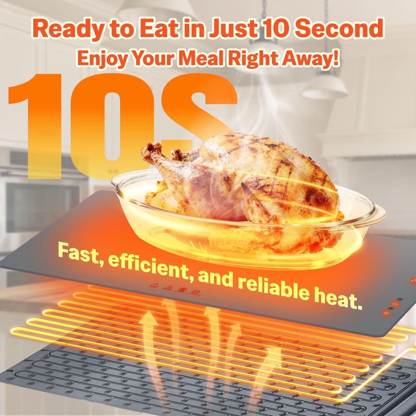 Warming Mat For Food Extra Large 36"x16" Quick, Full-Surface Heating Portable Food Warming Mat 6 Temp Levels, 8-Hour Timer, IPX7 Electric Warming Trays Rollable Silicone Food Warmer for Parties Buffet