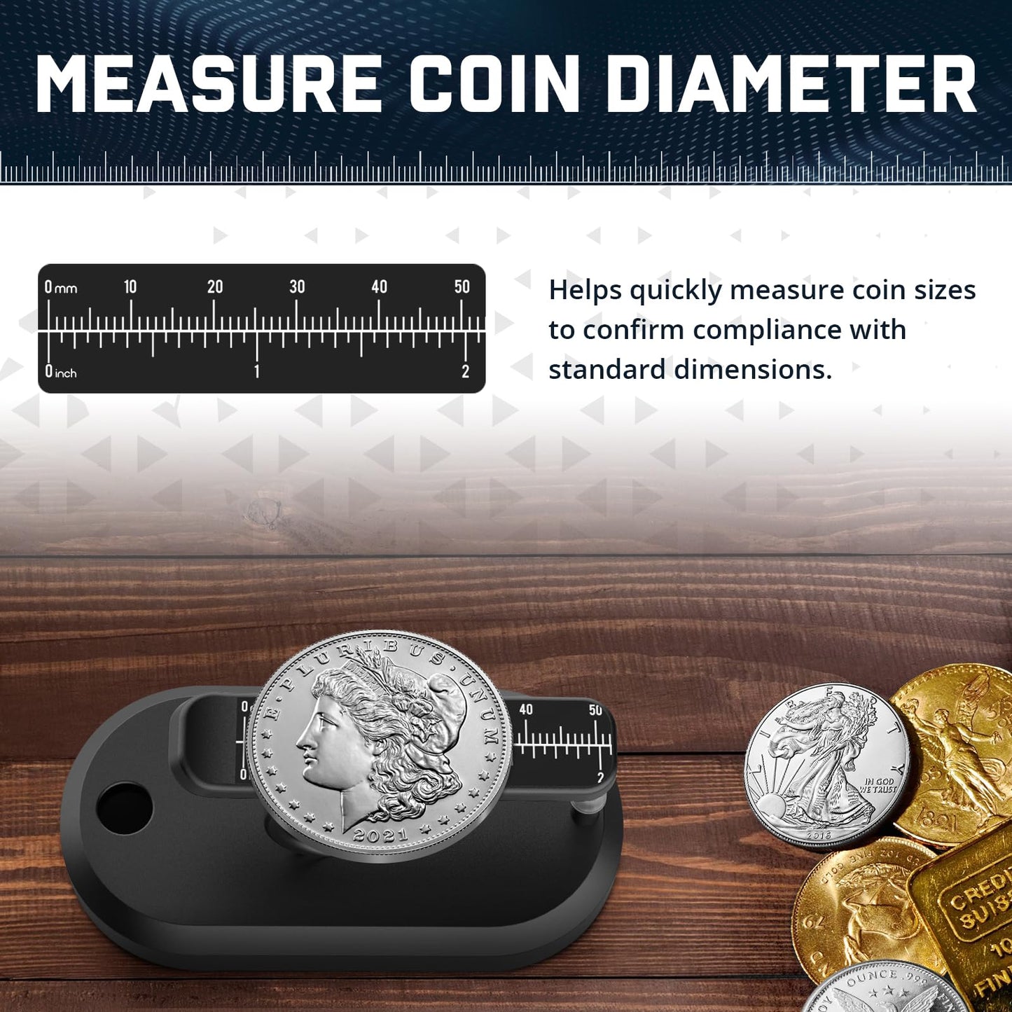 Coin Ping Tester - Resonant Ping Sound Detection and Diameter Comparison for Coin Authenticity, Portable and Easy-to-Use, Black