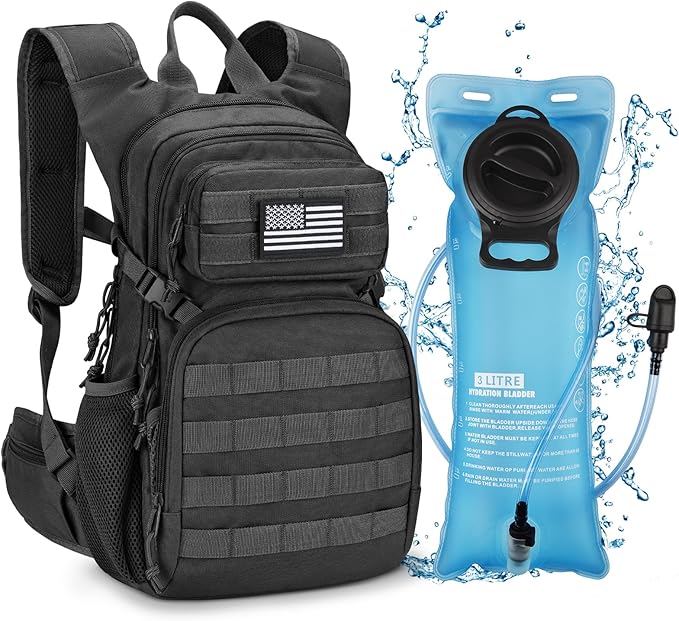 CVLIFE Tactical Hydration Pack 3L - Lightweight Water Bag With Bladder for Men Women, Heavy Duty Molle Backpack for Hikin...