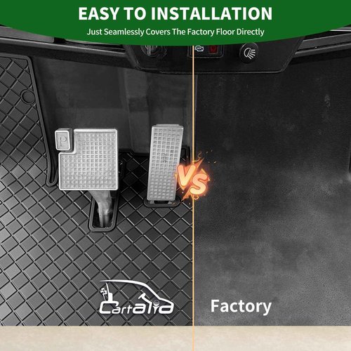 Cartalia Golf Cart Floor Liner Mat 8mm Thick Rubber Full Coverage Fit for Yamaha Drive2 (2017-2025), QuieTech [2017-2025], Adventurer (2017-Up), UMAX Rally 4x4 Non-Slip Mats Replacement - Black Trim