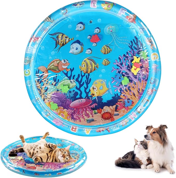 BIXMK 2025 New Thickened Water Sensor Play Mat, Pet Water Sensory Mat, Water Sensory Playmat with Fish, Interactive Sensor...