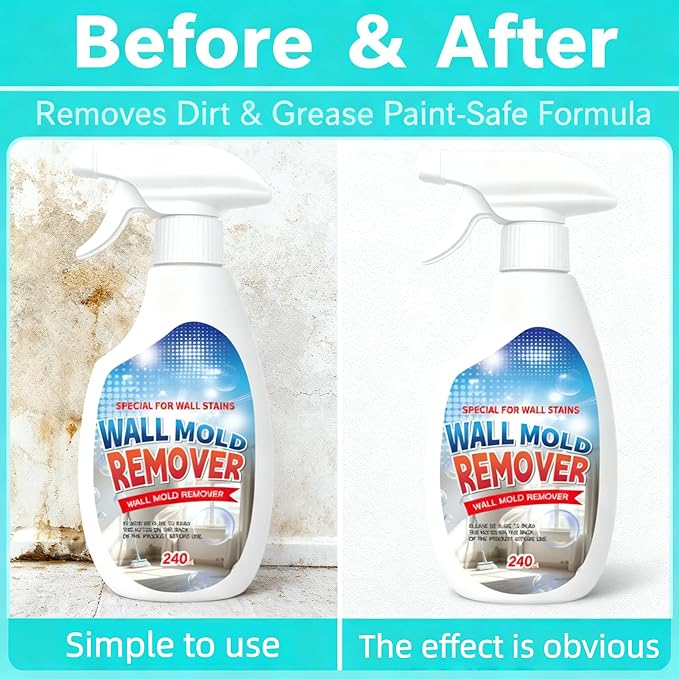 Streak-Free Wall Stain Remover Spray for Painted Walls, Multi-Surface Cleaner for Dirt, Grease & Marks, No-Rinse Formula for Home Use (2 Pcs)