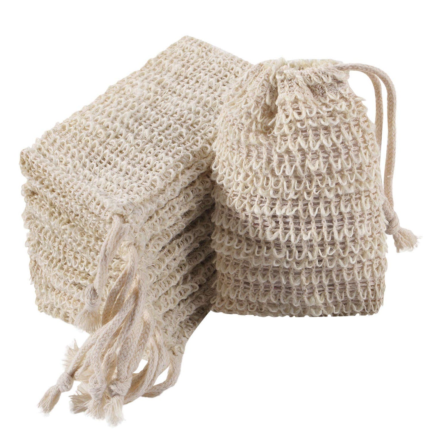 Trounistro 30 Pack Soap Exfoliating Bag Pouch Soap Saver Natural Ramie Soap Bag Hand Made Soap Bag Mesh Soap with Drawstring for