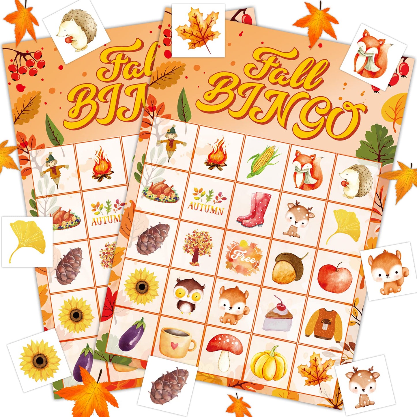Joy Bang Fall Festival Games, Fall Bingo Cards for 24 Players Harvest Game Fall Crafts for Kids Adults Autumn Thanksgiving Party Favors Supplies Activities for Kids Family Classroom