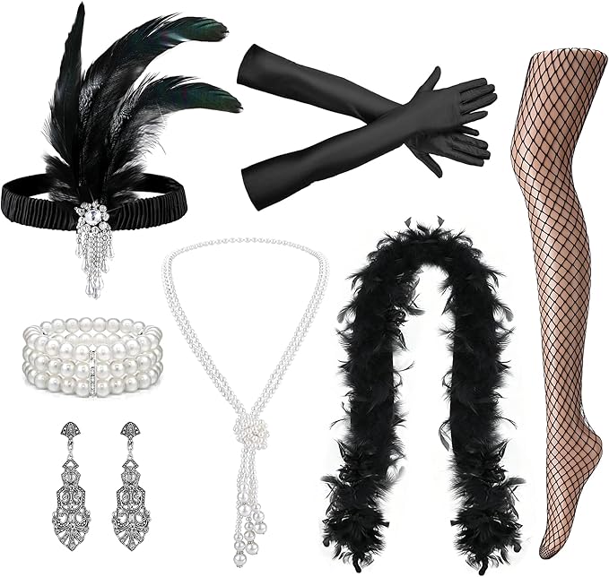 RIOSO 1920s Accessories for Women Roaring 20s Headpiece Costumes Accessories Womens Flapper 20s Gatsby Costume Outfit
