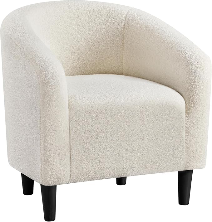Yaheetech Accent Barrel Chair, Boucle Fabric Club Chair, Furry Sherpa Elegant Armchair with Cozy Soft Padded, Suitable for...