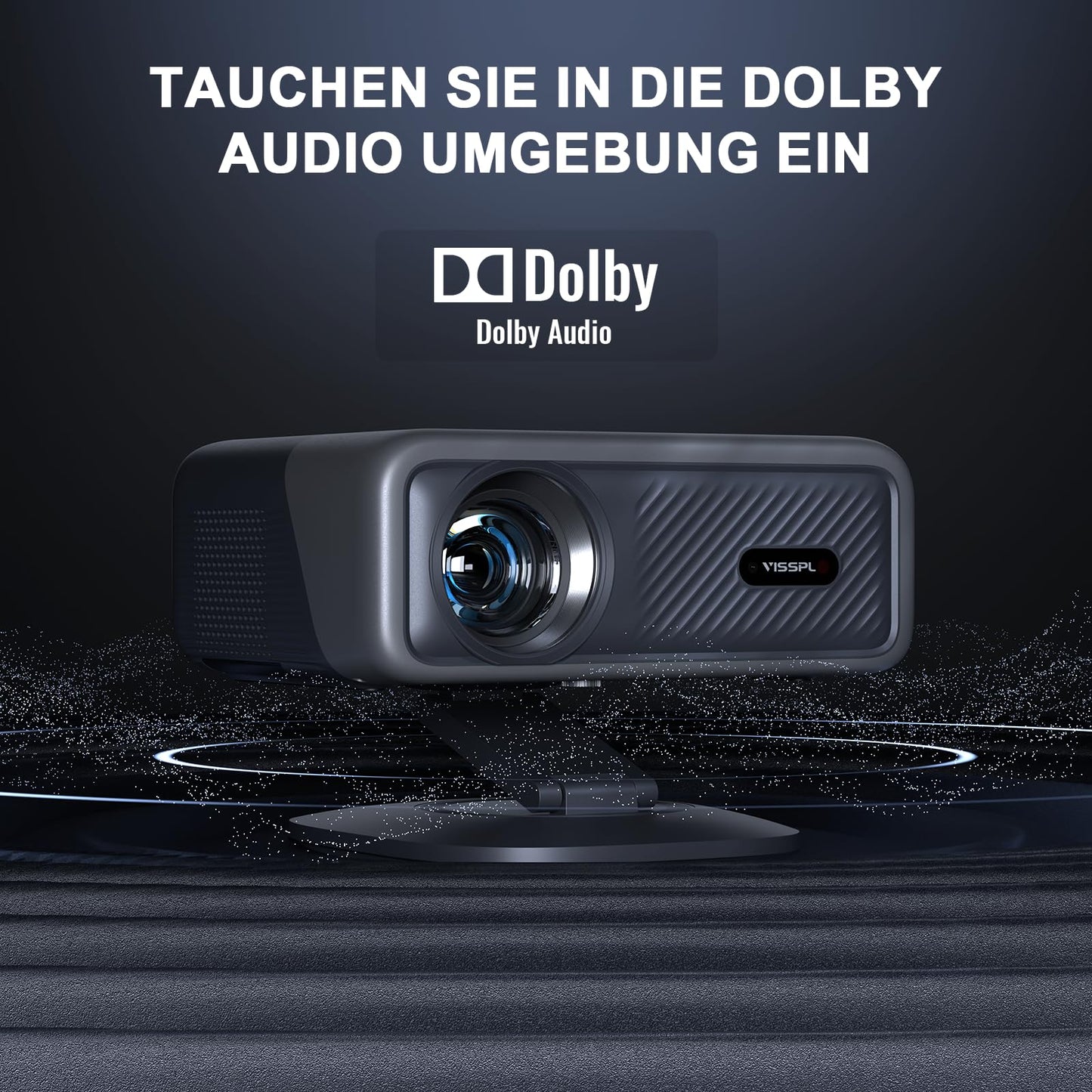 [2200ANSI & Compatible with Netflix] 4K Projector with WiFi and Bluetooth,3D Dolby Audio and Auto Focus Smart Projector, AuKing Outdoor Movie Home Theater Proyector with Omni-Adjustable Stand