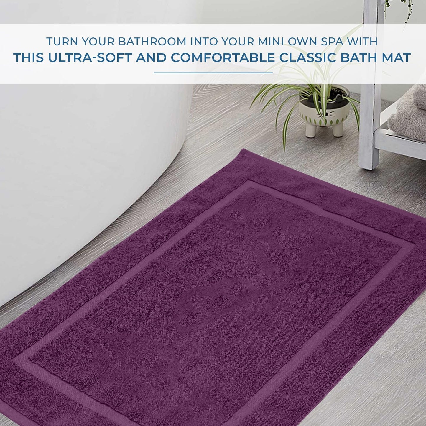 DAN RIVER Classic Cotton Bath Mats Set of 2 – Not a Bathroom Rug, Ultra Soft, Highly Absorbent & Machine Washable Bath Mat Towel for Bathroom Floor Mat – Durable, Quick-Dry, 21x34 Inches, Purple