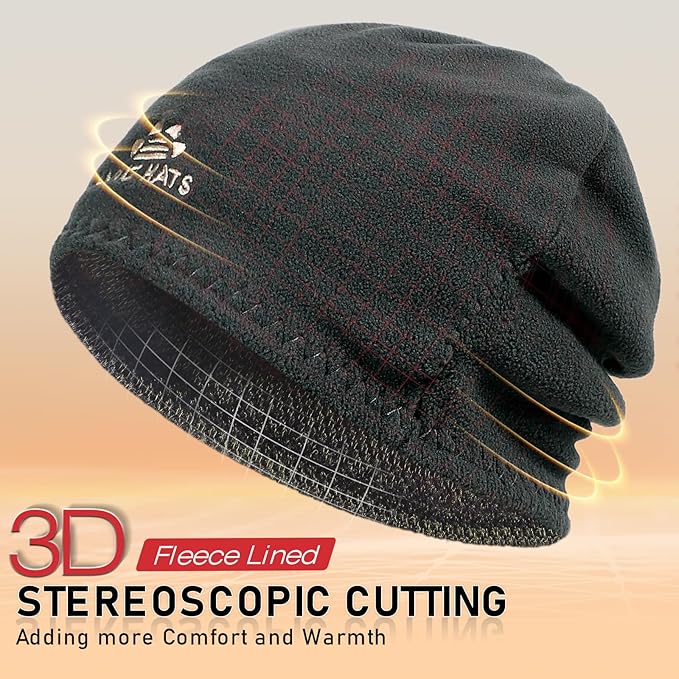 Lvaiz Mens Winter Beanie Hat Warm Fleece Lined Skull Cap for Men Reversible Women Windproof Watch Hat Knit Warm Unisex Beanie