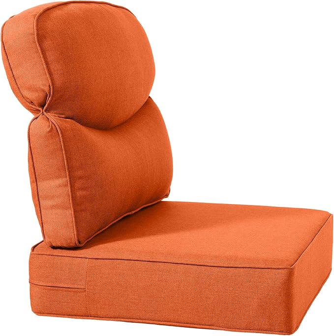 ACTREST Luxury 24x24x6 Inch Smile Patio Dining Chair Cushions Set of 4 - Heavy Duty Water Slashproof Outdoor Seat Cushion for Outside Furniture Swivel Chairs Loveseat L-Shape Sofa - Orange