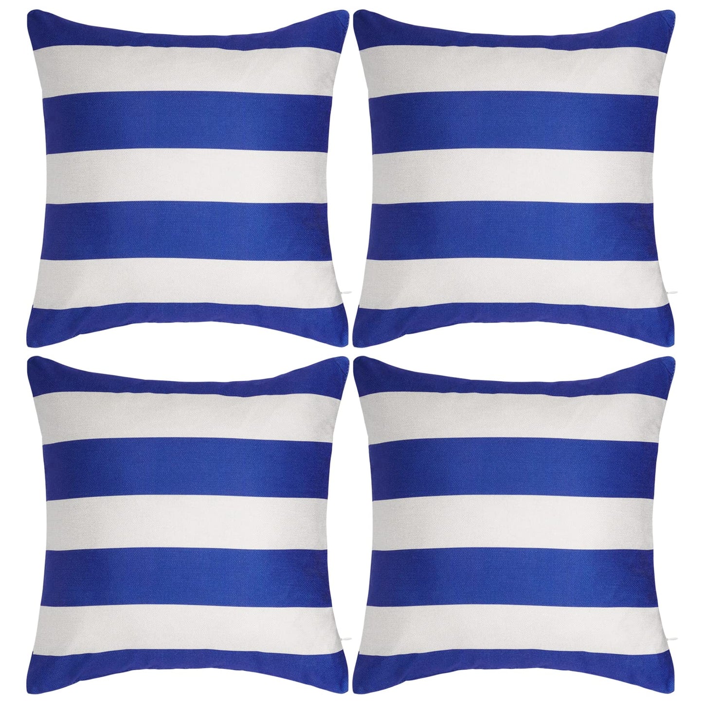 tiggell 4 Pack Waterproof Pillow Covers Outdoor Throw Pillowcases Decorative Garden Cushion Case for Home Garden Patio Couch Balcony Striped (18 * 18 inch, Blue & White)